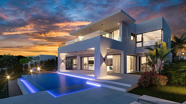 Exterior Pool Night